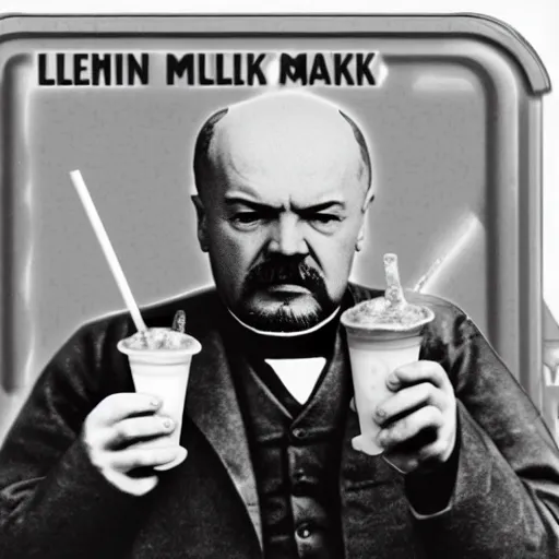 Prompt: lenin eats milkshake