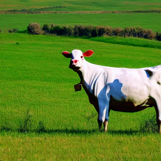 Image similar to a sphere shaped cow in a field