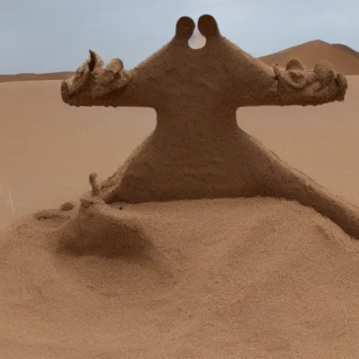 Image similar to a monster made out of sand in the desert with a tornado