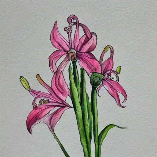 Prompt: ink watercolour drawing of a lilium