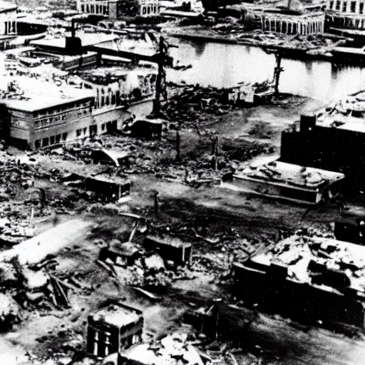 Image similar to aftermath of the atomic bombing of philadelphia