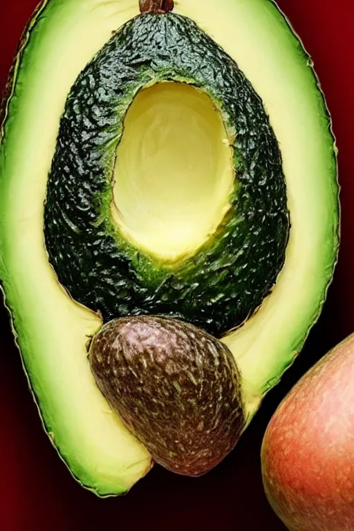 Image similar to 📷 gaten matarazzo face is an avocado seed 🥑, made of food, head portrait, dynamic lighting, 4 k