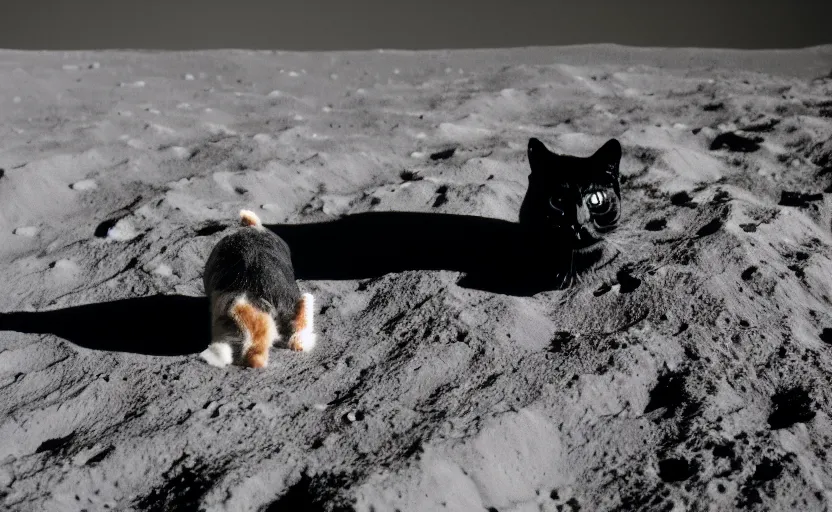 Image similar to a cat sitting on the surface of the moon, Photo, 4k, High definition