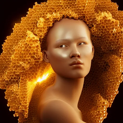 Image similar to beautiful render female made from honey, light through her body