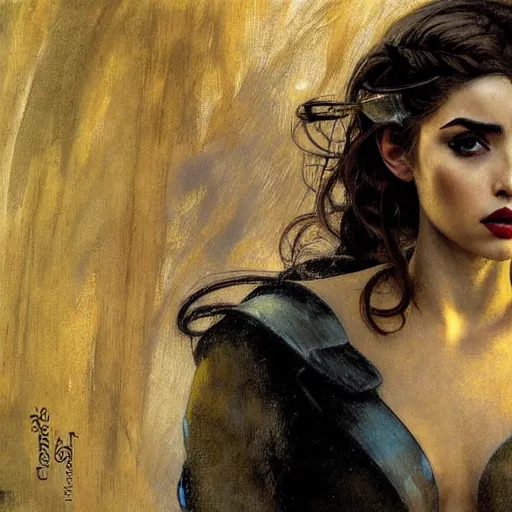 Prompt: half length portrait of ana de armas as a beautiful female human thief, royo, klimt, miro, vallejo, frazetta, alphonse mucha, greg rutkowski, whealan