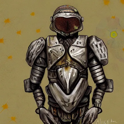 Prompt: a soldier with an armour made out of cicadas, scifi, biopunk, digital painting