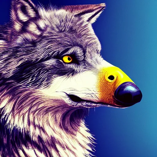 Image similar to a wolf eagle!! hybrid, bold natural colors, masterpiece, trending on artstation, photograph