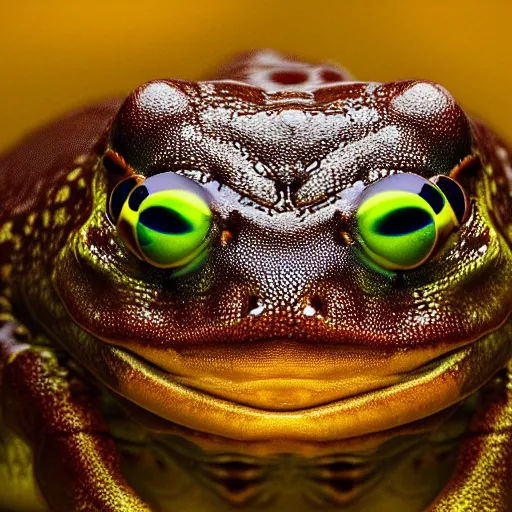 Image similar to hyperrealistic image of bullfrog, by thomas eakes & xiang duan, perfect symmetry, dim volumetric lighting, photorealistic, 8 k octane beautifully detailed render, post - processing, extremely hyper - detailed, intricate, epic composition, lifelike attributes, cinematic lighting, masterpiece, trending on artstation, very very detailed, stunning,
