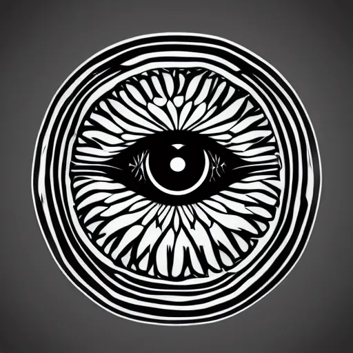 Image similar to owl eye logo, all seeing eye, minimalist, curved, vector art