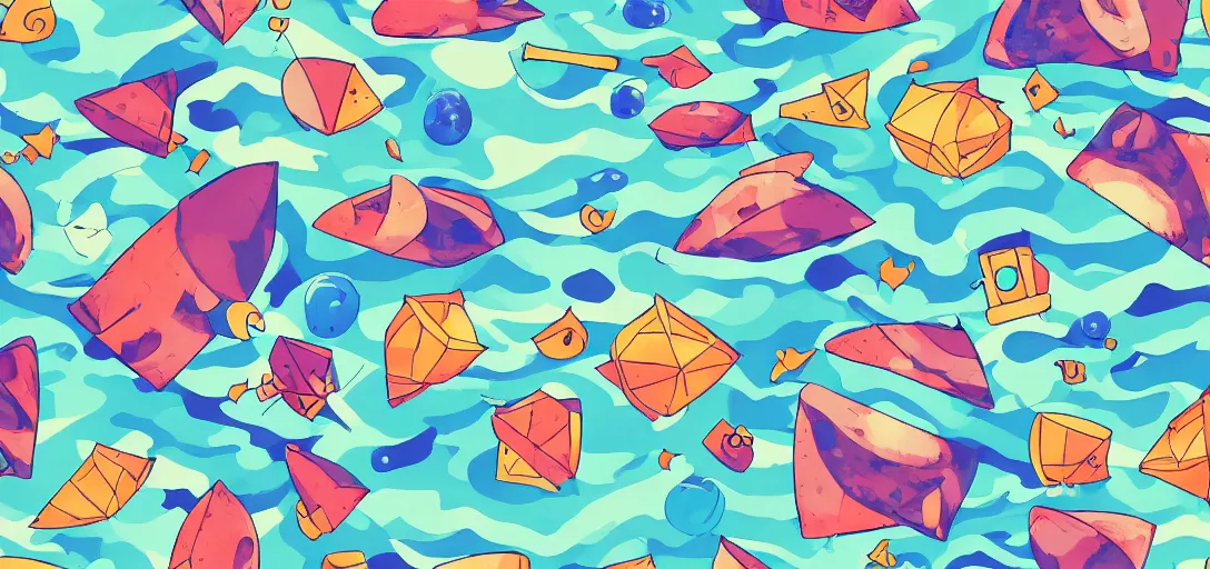 Image similar to pattern of water, zelda wind waker vibes, animal crossing vibes, summer vibes, colorful