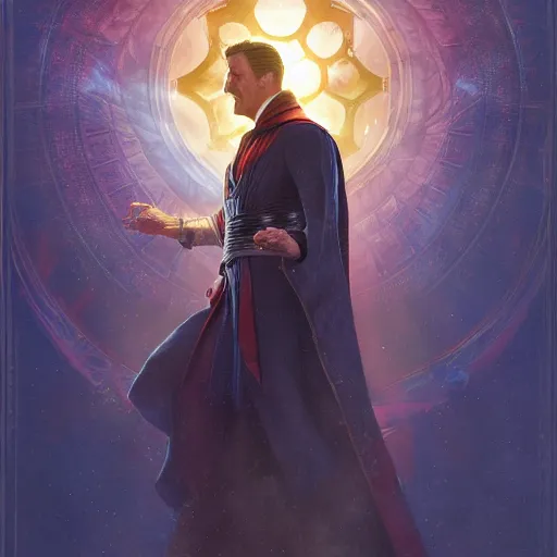 Image similar to joe biden as doctor strange, radiant light, caustics, heroic, bright iridescent light, by gaston bussiere, bayard wu, greg rutkowski, maxim verehin