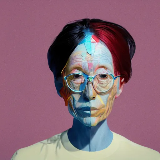 Prompt: abstract 3d female portrait age 91 by james jean and Jason Chan, rendering, redshift, octane
