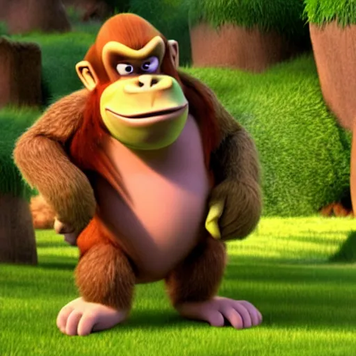 Image similar to donkey kong as fiona from shrek, movie still