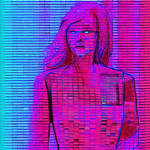 Prompt: a hologram of a silhouette of a woman by victor vasarely, featured on behance, holography, quantum wavetracing, voxel art, anaglyph filter