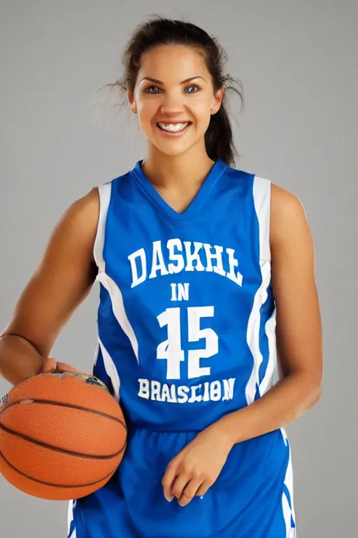 Image similar to character photo. female basketball player in light green sleeveless dress, gleefully telling a bs story full of lies. danielle campbell. facial expression of manic obsessive love. black hair in ponytail. bright blue eyes. built like basketball player
