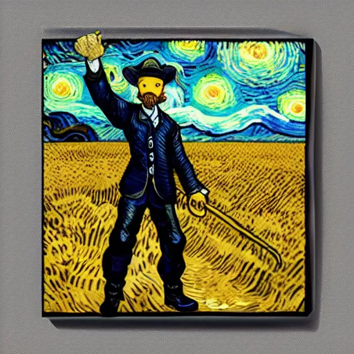 Prompt: van gogh ( happy ) ( painting starry night ) stop motion vinyl action figure, plastic, toy, butcher billy style