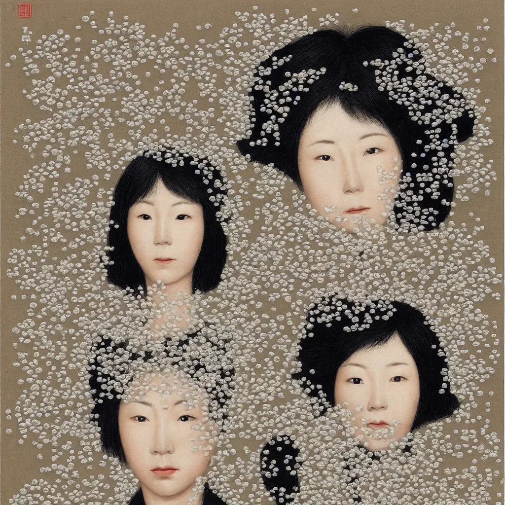 Prompt: detailed portrait of a Japanese woman with 100 computer mice attached to head