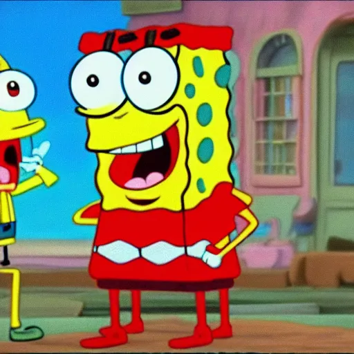 Prompt: spongebob patrick and squidward in the spongebob cartoon