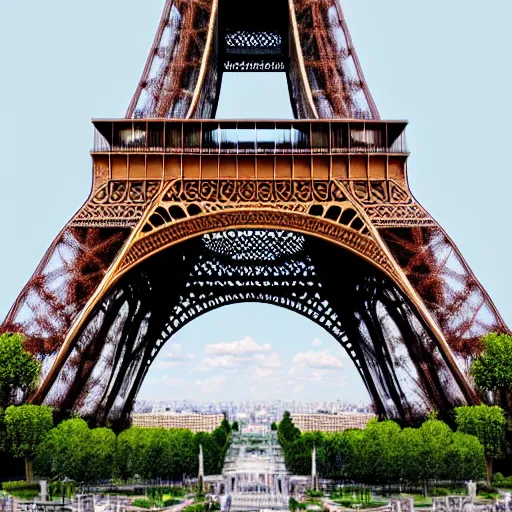 Prompt: eiffel tower constructed out of white marble, beautiful, stunning, coherent, landscape photo, realistic