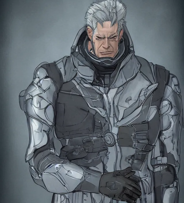 Prompt: a character portrait of senator steven armstrong from metal gear rising in the style of jean giraud in the style of moebius trending on artstation deviantart pinterest detailed realistic hd 8 k high resolution