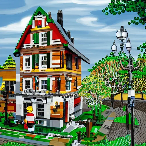 Image similar to lego house, highly detailed, digital painting