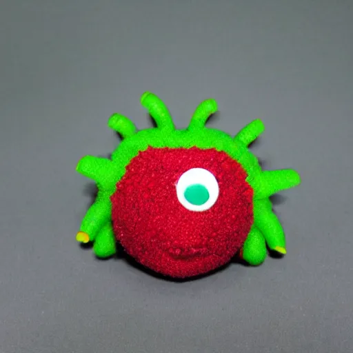 Image similar to strawberry creature with multiple eyes