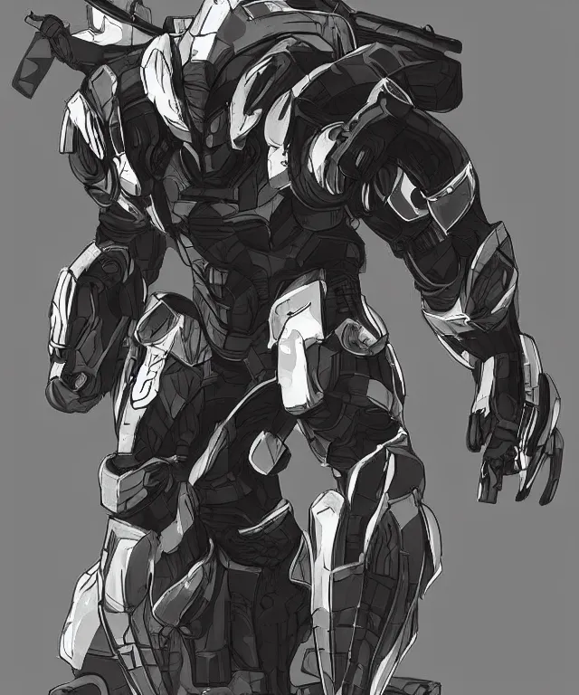 Image similar to a powered armor in the style of metal gear rising in the style of call of duty in the style of gears of war trending on artstation deviantart pinterest detailed realistic hd 8 k high resolution