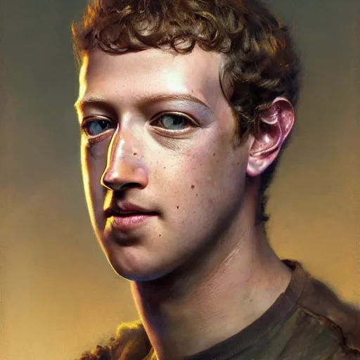 Image similar to handsome portrait of mark zuckerberg posing, radiant light, caustics, war hero, apex legends, by gaston bussiere, bayard wu, greg rutkowski, giger, maxim verehin