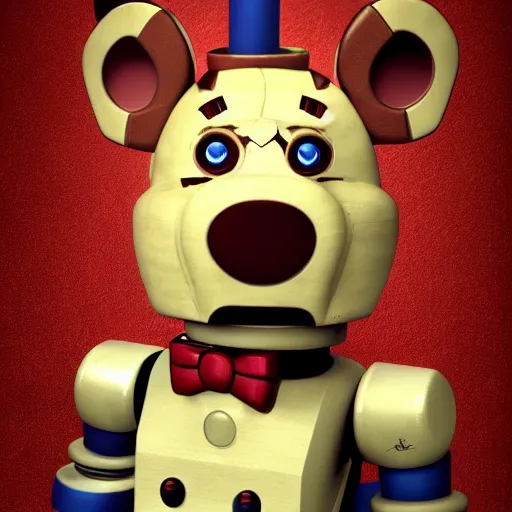 Image similar to freddy fazbear, robot, animatronic, realistic, detailed, artstation