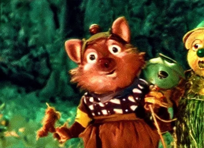 Image similar to a film still of teemo in the wizard of oz ( 1 9 3 9 ), technicolor