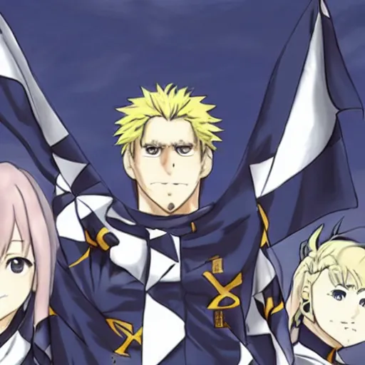 Image similar to cornish nationalism rally for independence, anime style like fate/stay night