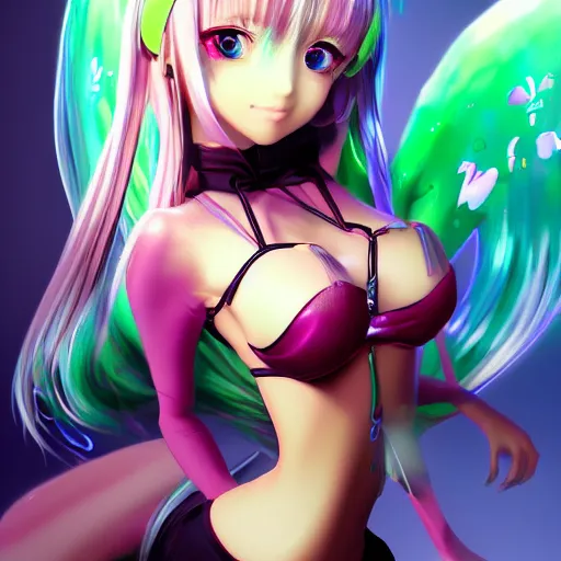 Image similar to beautiful cybercandy girl anime in 3 d, gawr gura, iyokani, cgsociety, style trending on artstation