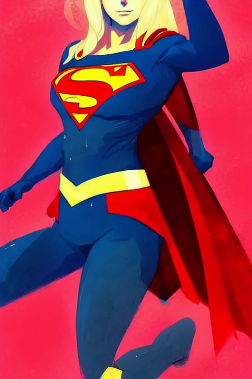 Prompt: a ultradetailed painting of supergirl by conrad roset, greg rutkowski and makoto shinkai trending on artstation