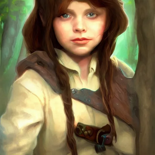 Image similar to brunette irish elementary school teacher, small, cute, dnd character, portrait, matte fantasy painting, deviantart artstation, by jason felix by steve argyle by tyler jacobson