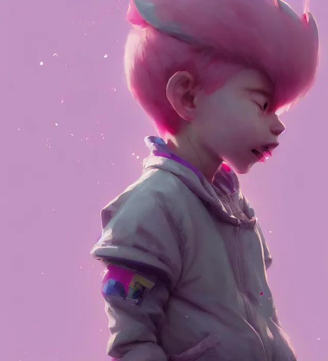 Prompt: a beautiful portrait of a cute boy with pink hair wearing a kigurumi. character design by cory loftis, fenghua zhong, ryohei hase, ismail inceoglu and ruan jia. artstation, volumetric light, detailed, photorealistic, rendered in octane