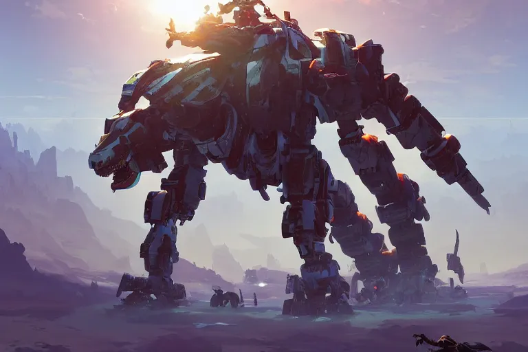 Image similar to scrapper machine mecha animal beast robot of horizon forbidden west horizon zero dawn bioluminiscence, behance hd by jesper ejsing, by rhads, makoto shinkai and lois van baarle, ilya kuvshinov, rossdraws global illumination