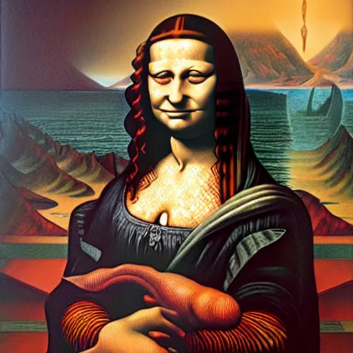 Image similar to monalisa by jacek yerka, alex gray, zdzisław beksiński, dariusz zawadzki, jeffrey smith and h.r. giger, oil on canvas, 8k highly professionally detailed, trending on artstation