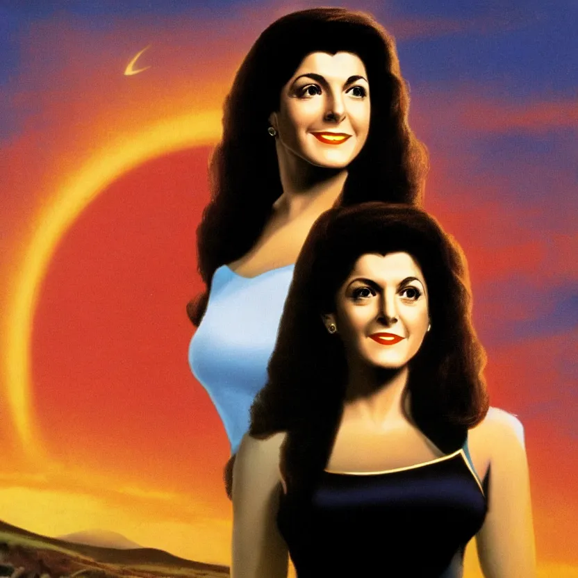 Image similar to young deanna troi in the style of midjourney