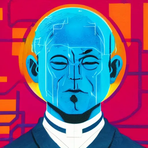 Prompt: Doctor Manhattan profile picture by Sachin Teng, asymmetrical, Organic Painting , Matte Painting, geometric shapes, hard edges, graffiti, street art:2 by Sachin Teng:4
