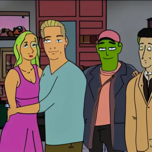 Image similar to still from the hit tv show friends in the style of bojack horseman