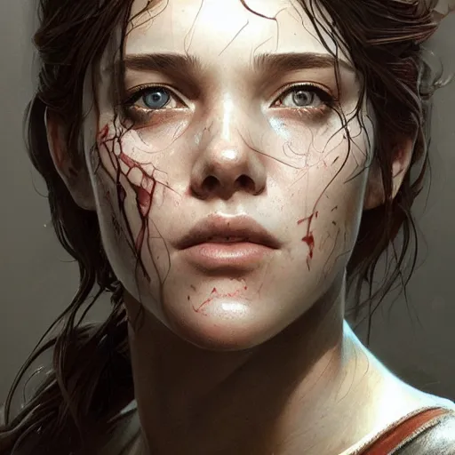 Image similar to ultra realistic illustration, elle from last of us, intricate, elegant, highly detailed, digital painting, artstation, concept art, smooth, sharp focus, illustration, art by artgerm and greg rutkowski and alphonse mucha