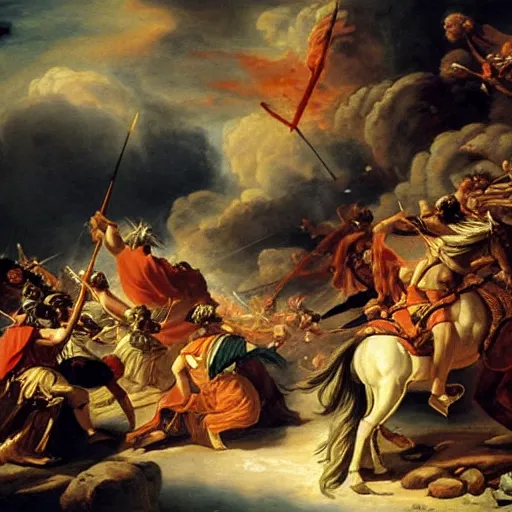 Image similar to pyrrhic victory, painting by johann peter krafft,