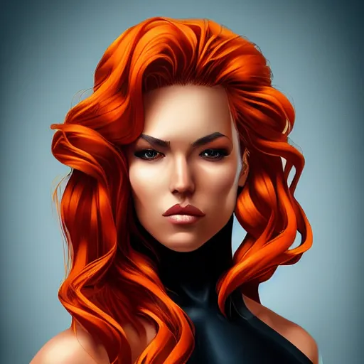 Image similar to a stunning upper body portrait of a beautiful woman with bleach blonde fiery hair by marvel comics, digital art, trending on artstation