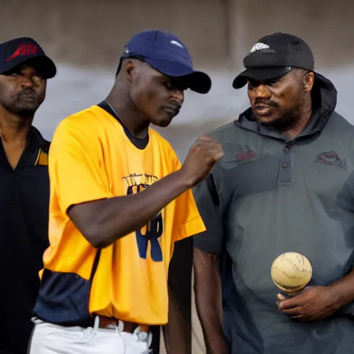 Prompt: The Predator coaching a little league team in a championship game