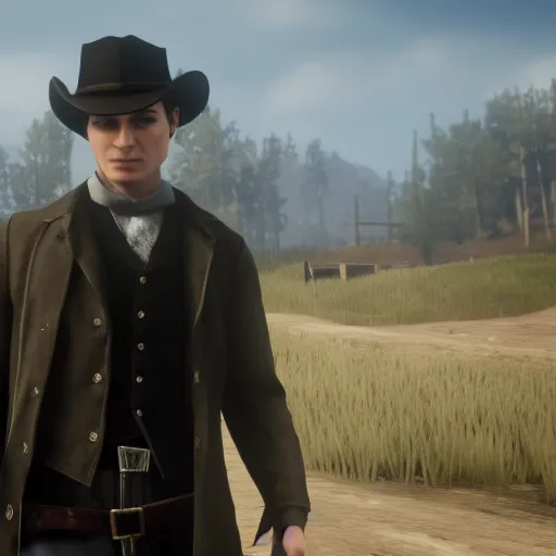 Prompt: Film still of Tom Riddle, from Red Dead Redemption 2 (2018 video game)