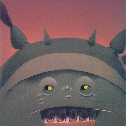 Image similar to Totoro, Studio Ghiblo, Zdzisław Beksiński