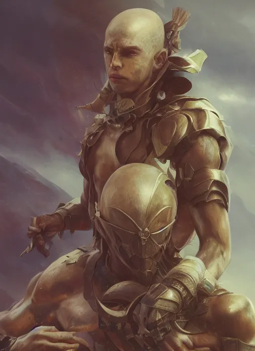 Image similar to upper body portrait of a keyboard warrior from final fantasy live action, holding a keyboard, award winning, masterpiece digital painting by greg rutkowski, alex grey, artstation, 4 k wallpaper,