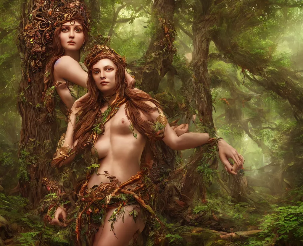 Image similar to goddess of the forest, trending on artstation, 8k, incredible detail