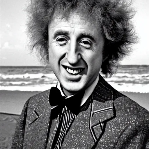 Prompt: highly detailed portrait of Gene Wilder on the beach