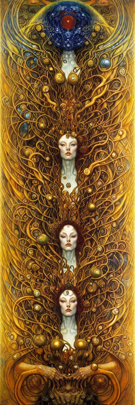 Image similar to Divine Chaos Engine by Karol Bak, Jean Delville, William Blake, Gustav Klimt, and Vincent Van Gogh, symbolist, visionary